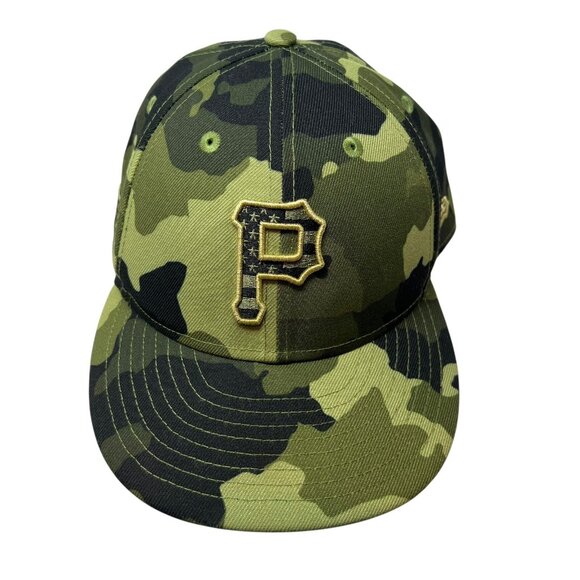 Pittsburgh Pirates New Era On Field Authentic Hat Cap 7 3/4 Camo Military 5950 - Picture 2 of 11